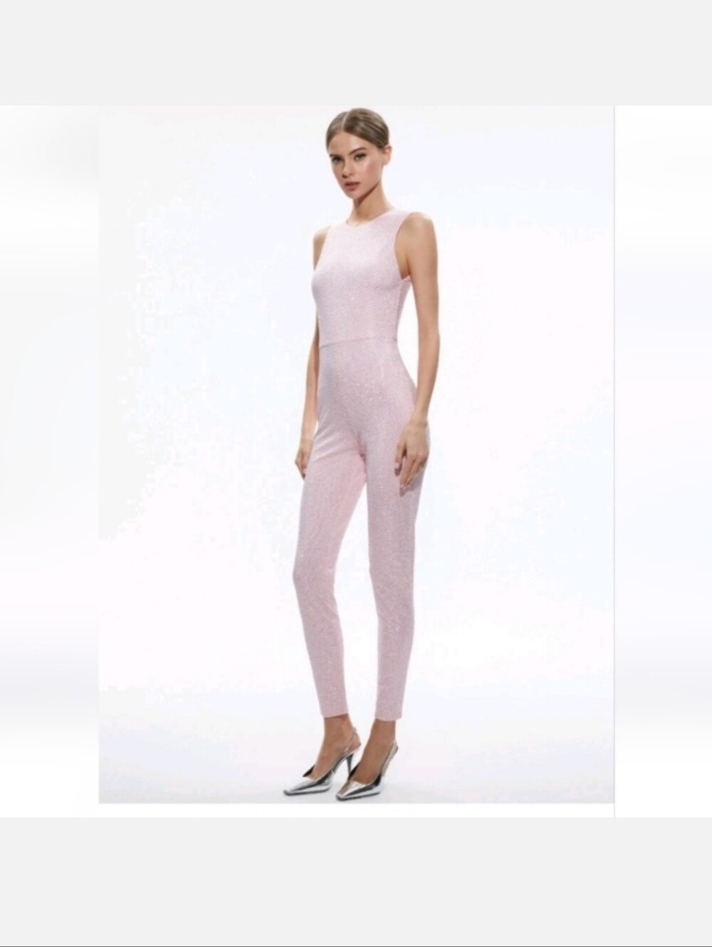 Alice + Olivia Light Pink Embellished Sleeveless Jumpsuit Size 8 NWT - Picture 9 of 16